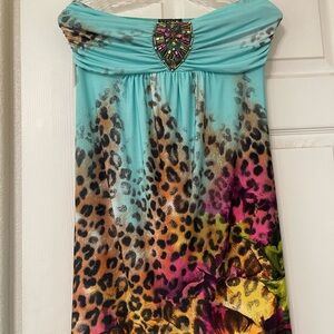VENUS Teal Strapless Dress